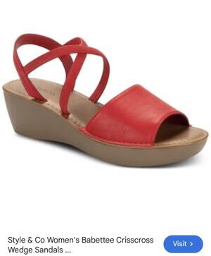 Style & Co Shoes Women's Size 8.5 Red Babettee Crisscross Wedge Sandals New